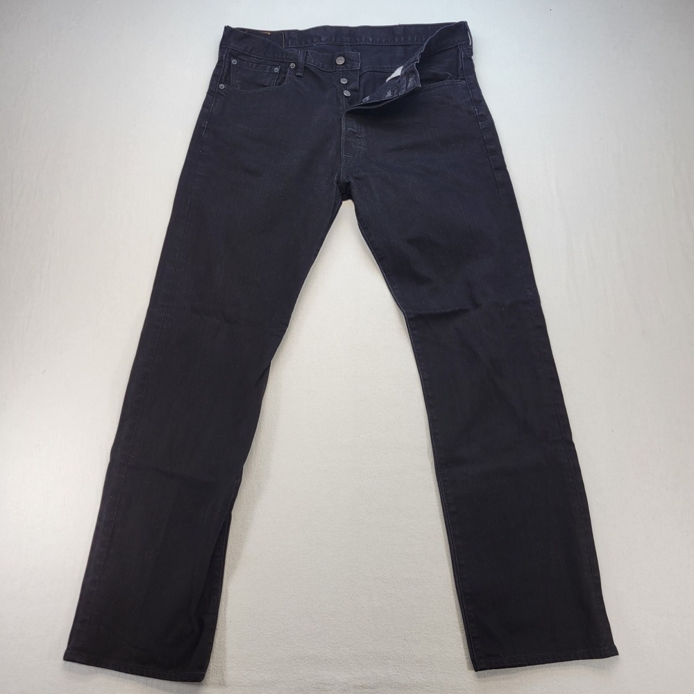 Levi's 501 Original Fit Jeans Mens 38x34 Black Straight Leg Button Fly Denim